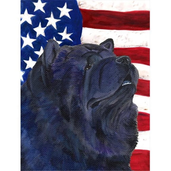 28 x 40 in. USA American Flag with Chow Chow House Size Canvas Flag