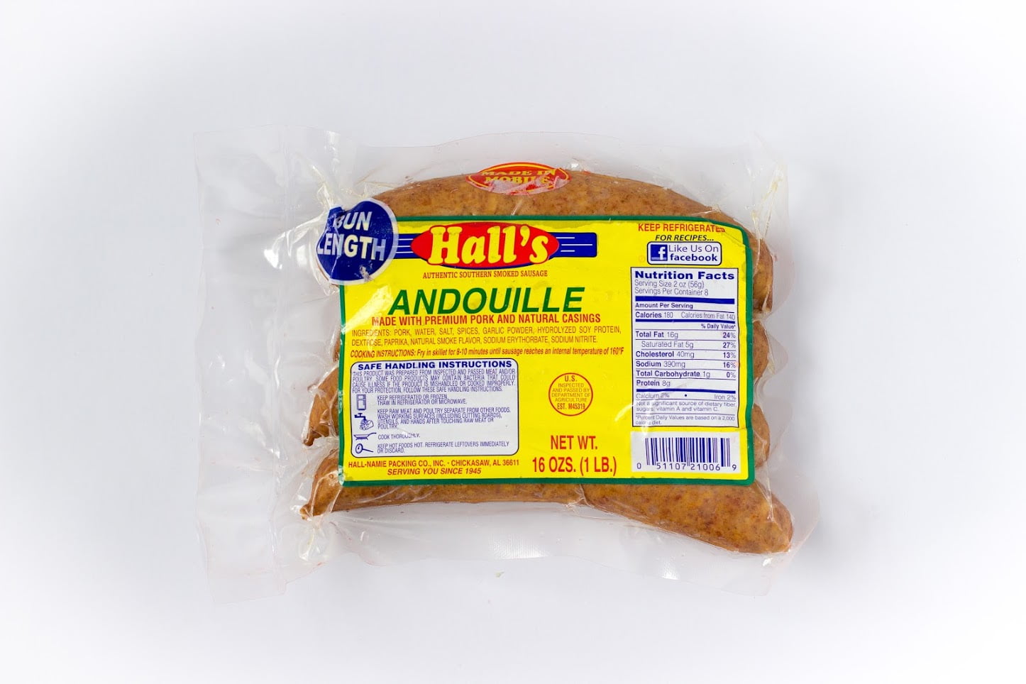 Hall's Andouille Sausage, 1 lb