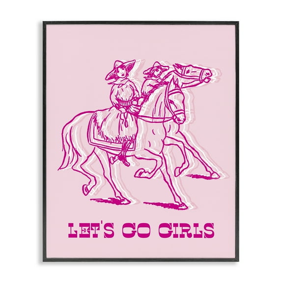 Stupell Industries Let's Go Girls Outline People Painting Black Framed Art Print Wall Art, 11 x 14