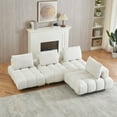 thumbnail image 3 of Teddy Fabric Sofa, 4 Seat Small Sectional Armless Floor Sofa with Spacious and Comfortable Seat, Upholstered Couch with Removable Back Cushion for Living Room, Bedroom, Apartment,Beige, 3 of 6