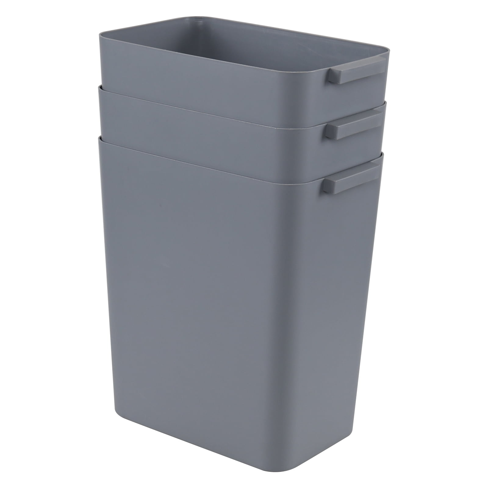 Lasbily 3-Pack 4.5 Gallon Plastic Rectangular Wastebasket, Slim Bathroom Trash Can, Gray