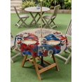 thumbnail image 4 of Outdoor Tablecloth with Umbrella Hole for Patio/Picnic/Party/Camping, Independence Day Gnomes Waterproof Table Cloth Round Cover Washable, Red Blue Poppy Floral Beige (Dia 54"), 4 of 8