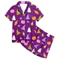 thumbnail image 4 of Weebloom Halloween Toddler Girls' Pajama Sets Cute Ghost Soft Satin Pajamas Short Sleeve Button Down Shirt And Shorts Cute Printed For Holiday Party Sleepwear Nightwear Pjs Loungewear 4-5 Years, 4 of 4