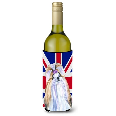 

Carolines Treasures SS4907LITERK Shih Tzu with English Union Jack British Flag Wine Bottle Hugger Wine Bottle