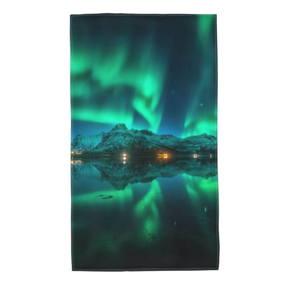 Saiise Northern Lights Print Hand Towel 27.5" x 16" Soft Absorbent Towel for Bathroom SPA Gym Hotel