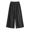 thumbnail image 6 of Oiangi Womens Plus Size Wide Leg Pants Elastic Waist Palazzo Pant Fall Trendy Ankle Trousers with Pockets Black 4XL, 6 of 7