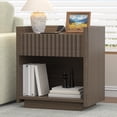 thumbnail image 4 of Frmobepts Fluted Nightstand with Charging Station, 22" Modern Side Table with Drawer End Table with Open Storage, Bedside Table for Bedroom, Living Room,Walnut, 4 of 9