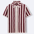 thumbnail image 5 of RYDCOT Men's Striped Knit Cotton Shirts Short Sleeve Button Down Shirt Crochet Hollow Out Summer Beach Top Vintage Vacation Wear Red, 5 of 5