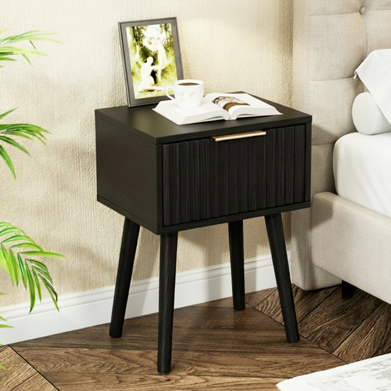 Ktaxon Set of 2 Solid Wood Nightstand,  End Table, Side Side End Table for Bedroom Furniture, Black