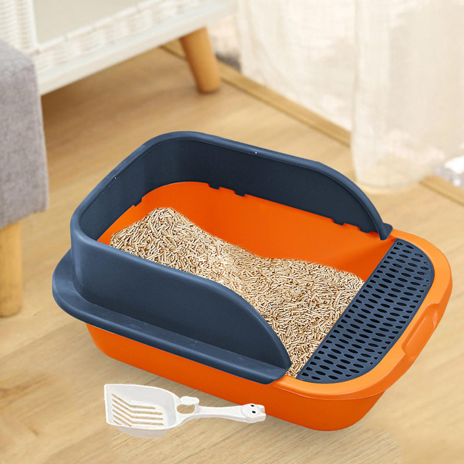Fhiny Open Cat Litter Box, Kitten Potty Pan Semi-Enclosed Foldable  Waterproof Travel Toilet for Indoor Cats Small Pet Kitty Rabbit Supplies  Easy to