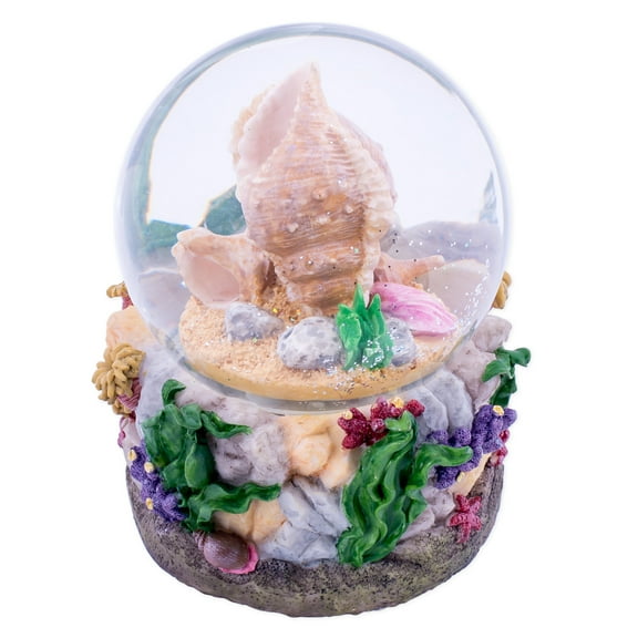 Elanze Designs Ocean Sea Shells Conch Shell 100MM Music Water Globe Plays Tune By the Beautiful Sea