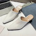 thumbnail image 5 of Womens Mules Point Closed Toe Pumps Chunky Block Heel Sandal Leather Slip-on Backless Wedged Casual Dress Shoes, 5 of 6