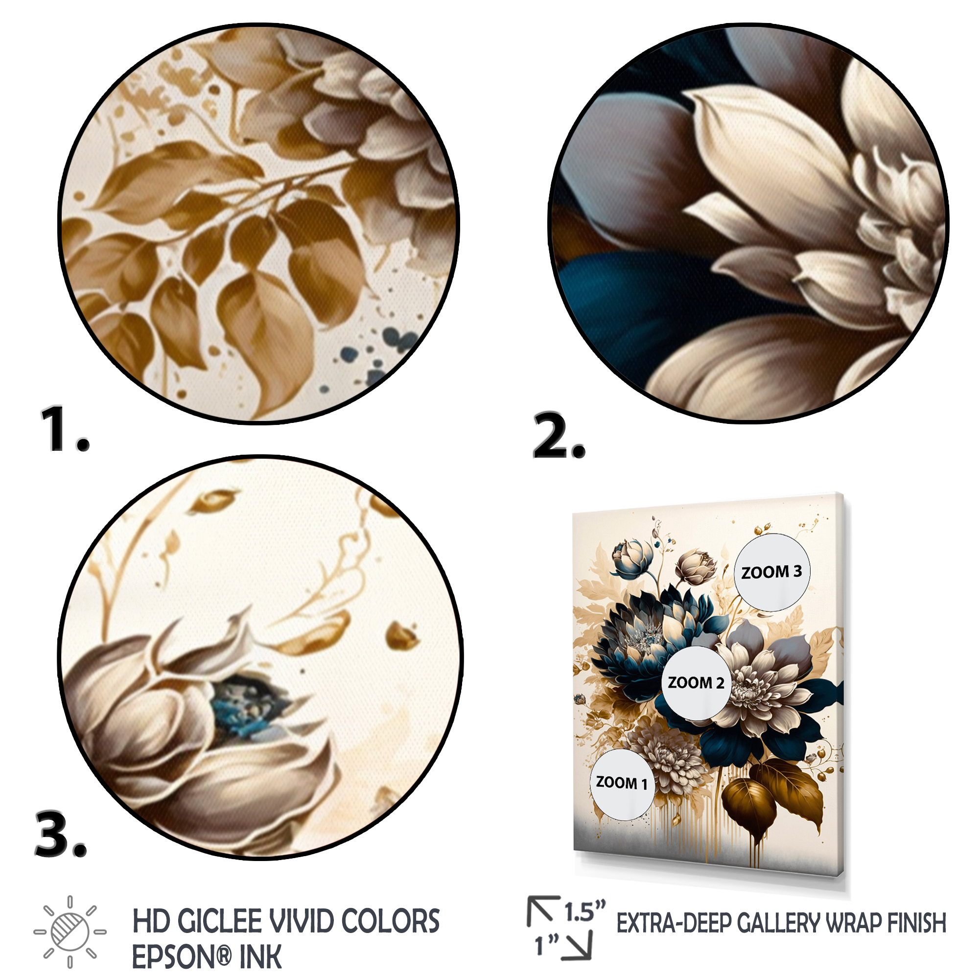 Designart Blue And Gold Dahlia Bunch I Canvas Wall Art