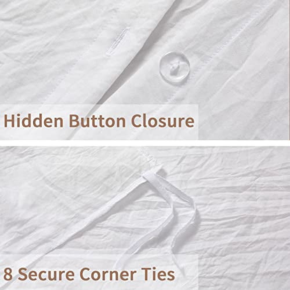 AOILE Ruffle Duvet Cover Set – 3PCS Soft Washed Microfiber, Vintage French Country Bedding, Twin/Queen/King
