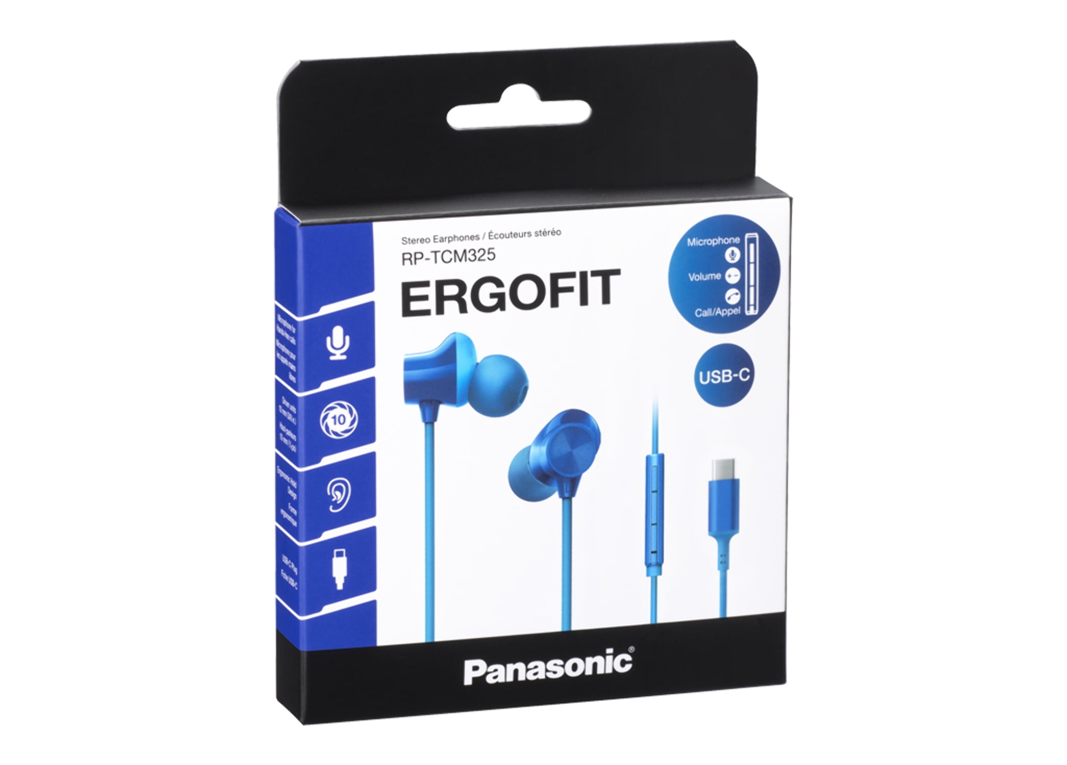 ErgoFit In-Ear Earbud Headphones with Microphone, USB-C Compatible