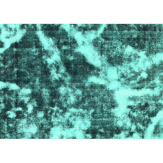 Ahgly Company Indoor Rectangle Abstract Turquoise Blue Modern Area Rugs, 6' x 9'