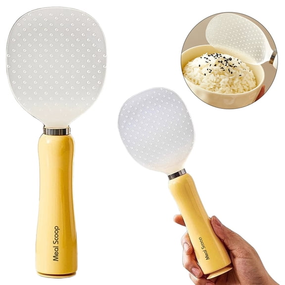 Suction Cup Rice Paddle, Rice Paddle Spatula, Silicone Serving Spoons, Standing Scooper, Non-Stick Rice Spoon Spatula with Non-slip Handle, Rice Cooker Spoon for Cooking and Serving Mashed Potatoes