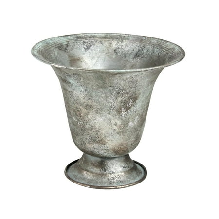- 6.75” Silver Simply Elegant Distressed and Verdigris Urn Planter