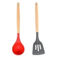 thumbnail image 1 of 2pcs Bamboo Wood Silicone Kitchen Utensils Set-Silicone Utensil Set -Silicone Utensils Cooking Utensil Se, 1 of 5