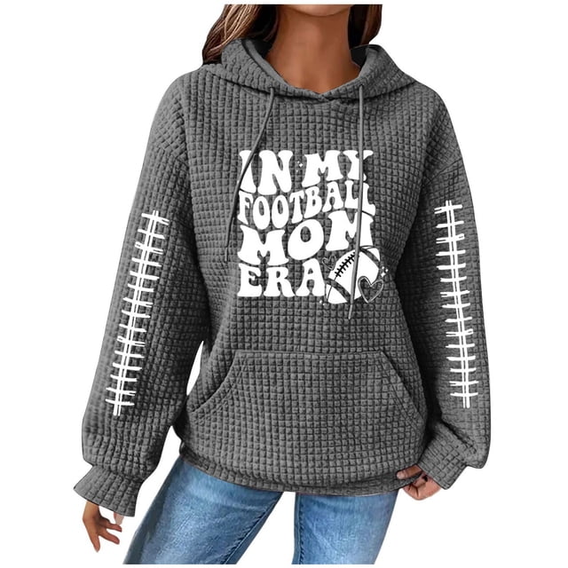 WEAIXIMIUNG Chandail en Molleton Rouge Femme Décontracté Football Chandails en Molleton Blouse Chemise Graphique Imprimé à Capuche Manches Longues Pull Chandails en Molleton