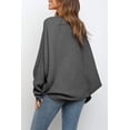 thumbnail image 3 of Spring Autumn Women Solid Crew Neck Casual Loose Batwing Sleeve Knit Sweater, 3 of 3