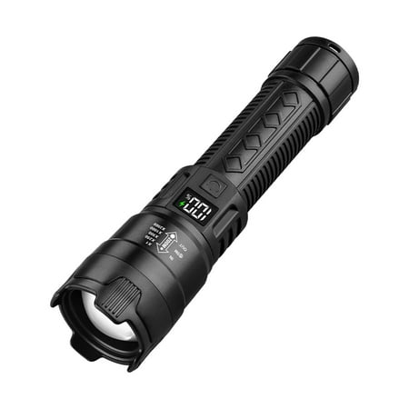 LARUYEKO Versatile Handheld Flashlight Digital Display Strong Light Flashlight Telescopic Flashlight Long Life Three Dimming Fast Charging Flashlights Camping Essential Running Headlamp Searchlight