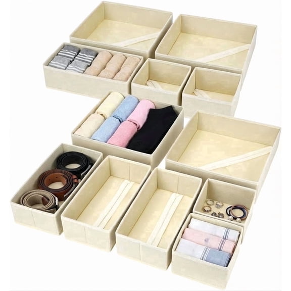Drawer Organizers Clothes, Closet Organizers and Drawer Dividers for Clothes, Foldable Fabric Clothing Organizers for Dresser Drawers, 12 Pack