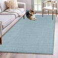 thumbnail image 2 of Vintage Haze Blue Large Area Rugs for Bedroom Living Room, Soft Non Slip Carpet Bedside Rug, Farmhouse Retro Solid Color Linen Texture Rectangular Floor Cover Kitchen Accent Rug 2.7'x5' for Office, 2 of 9