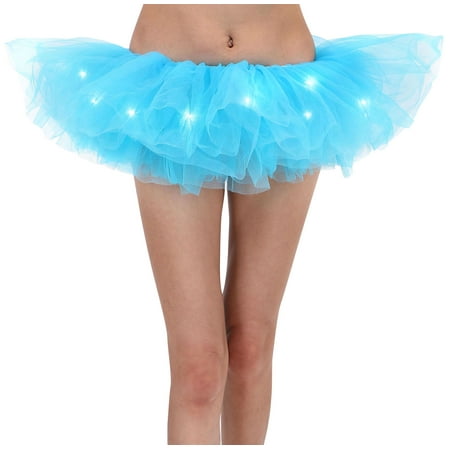 Adult LED Tutu Light Mesh Petticoat Dance Rave Tutu Skirt for 80s Costume Party