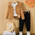 thumbnail image 2 of Zshosam Toddler Boy Clothes Fall Boys Clothes 2 Piece Colorblock Hoodie Sweatshirts Top Sweatpants Fall Winter Boy Outfits Size 6 9 Months,(Khaki 6-9 Months), 2 of 9