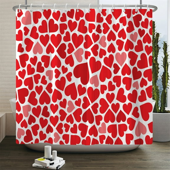 tic love Heart Rose Print Shower Curtains Waterproof Polyester Fabric Valtine's