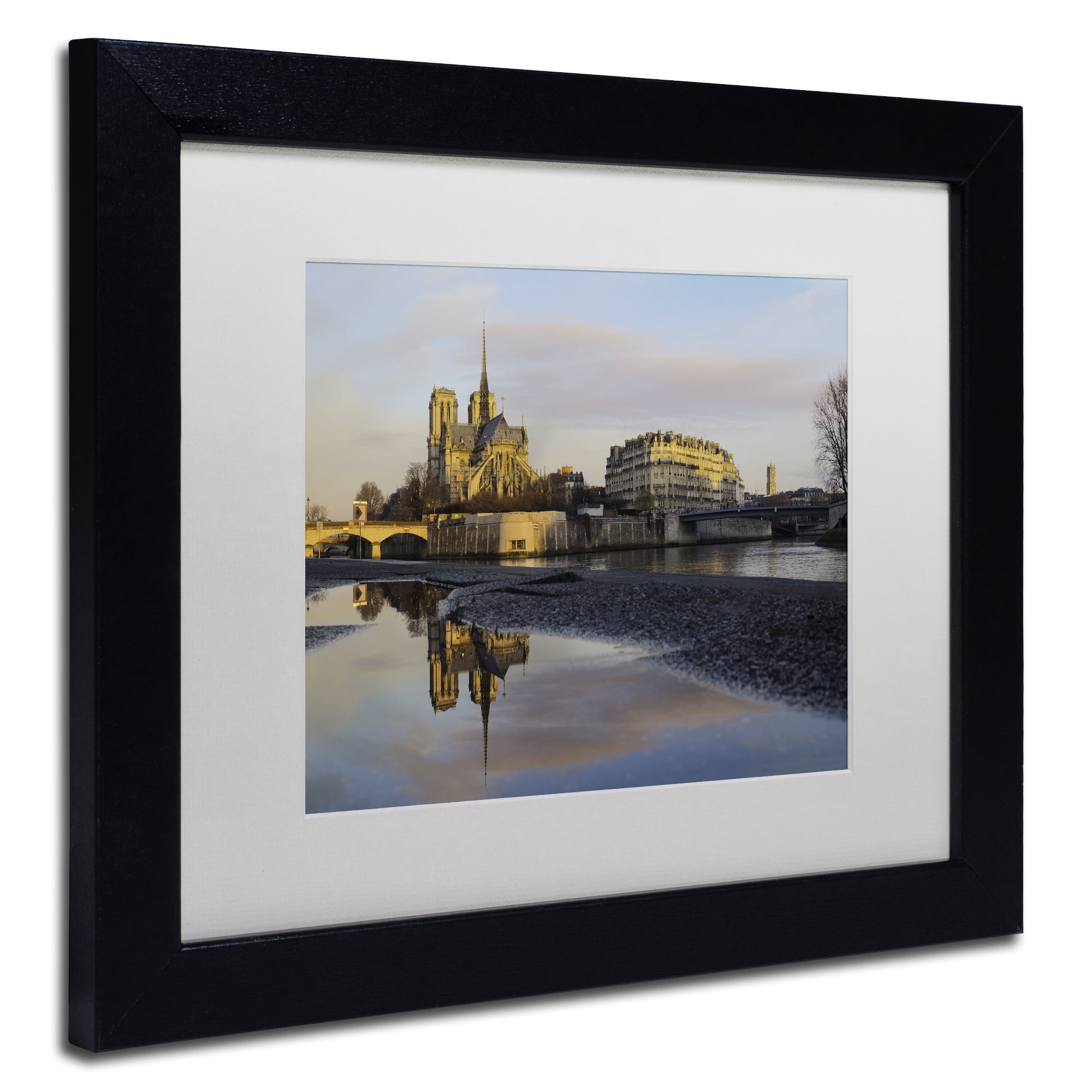 Trademark Fine Art "Sunrise in Notre Dame de Paris" Canvas Art by Mathieu Rivrin, White Matte, Black Frame