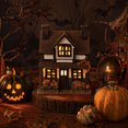 thumbnail image 4 of HAHUT Vintage Light-Up Pumpkins Cottage, Hand-Painted Pumpkin LED House Decor for Autumn Thanksgiving Halloween Tabletop Mantel Shelf Display (Brown), 4 of 7