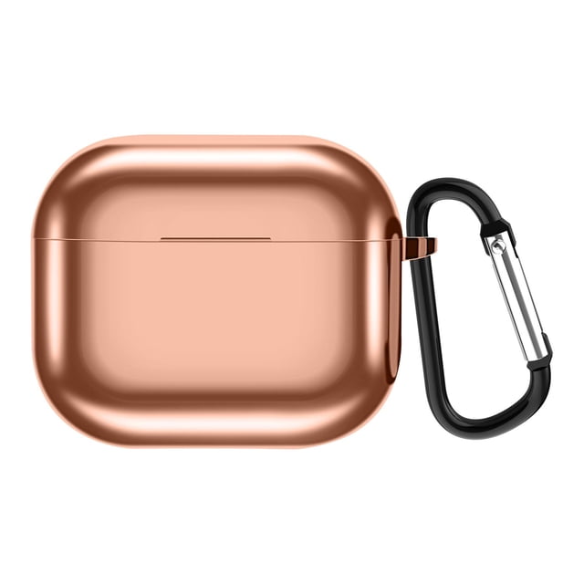Funda para auriculares inalámbricos Compatible con 3 2021, funda protectora de TPU galvanizada para auriculares con mosquetón