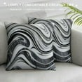 thumbnail image 3 of Creowell  Abstract Throw Pillow Cushion Cover, Mix of White and Black Hallucinatory and Surreal Liquid Marble Graphic Artwork, Decorative Square Accent Pillow Case,Grey, 3 of 5