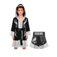 thumbnail image 3 of Haitryli Kids Boys Girls 2pcs Boxing Uniform Robe Shorts Kickboxing Muay Thai Combat Martial Arts Tracksuit Black Silver 10, 3 of 7