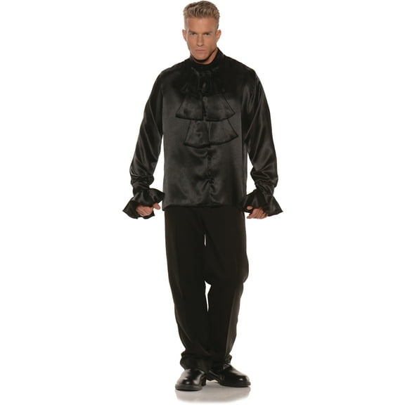 Men's Black Satin Goth Costume Shirt X-Large 48