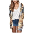 thumbnail image 1 of Cárdigan para mujer, blusa informal de manga larga con estampado y bolsillo, cárdigan con capucha, abrigo holgado de algodón de imitación para mujer, 1 of 4