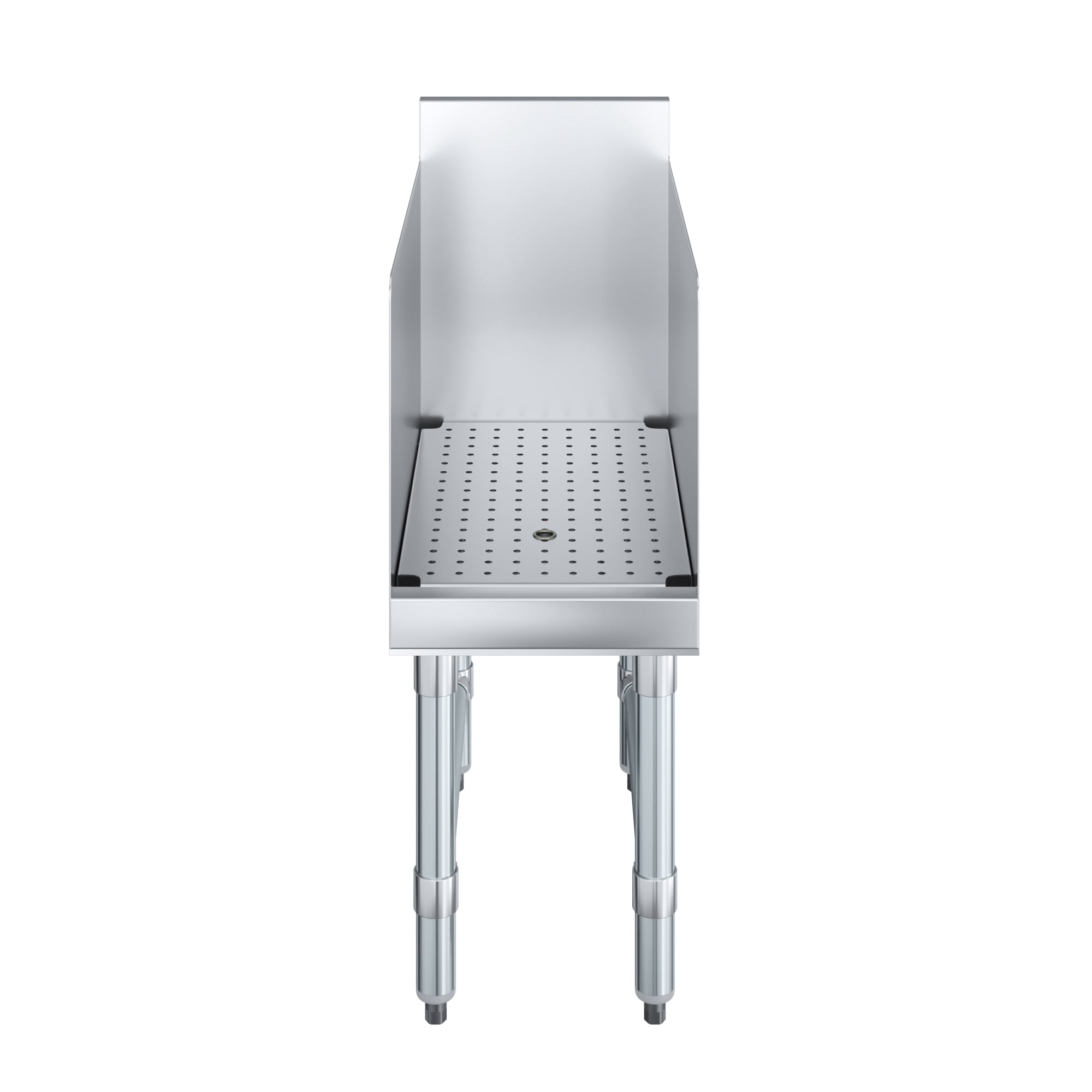 AmGood Recessed Underbar Drainboard – 22.5 in. x 12 in. x 30 in. H with 3 in. Backsplash, Removable Perforated Drainboard, 304 Stainless Steel, Side Splashes, Galvanized Legs, 1.5 in. Drain Included