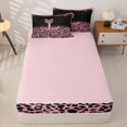 thumbnail image 4 of Homewish Women Cheetah Printed Zipper Twin Comforter Sets with Fitted Sheet and 2 Pillowcases,Pink Sequin Print Bow Monogrammed L Zipper Bedding Set For Girls Kids,Pink Reversible,4 Pieces, 4 of 7