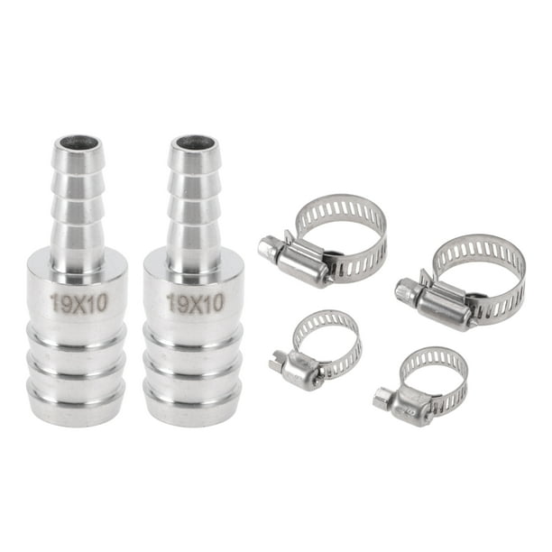 Accesorios para espiga de manguera de acero inoxidable 304 Unique Bargains 3/4"x25/64" Reductor Conector para aire, agua, aceite, gas, combustible, 1 juego tono plateado