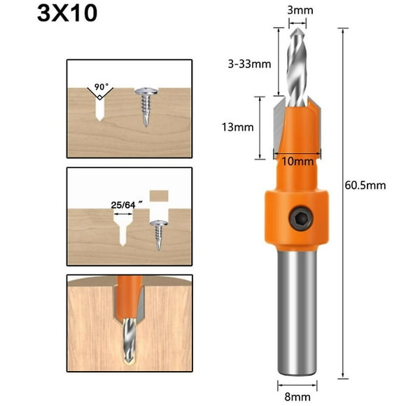 10/8mm Durable Carbon Steel Screw Drill Tool For Woodworking size: