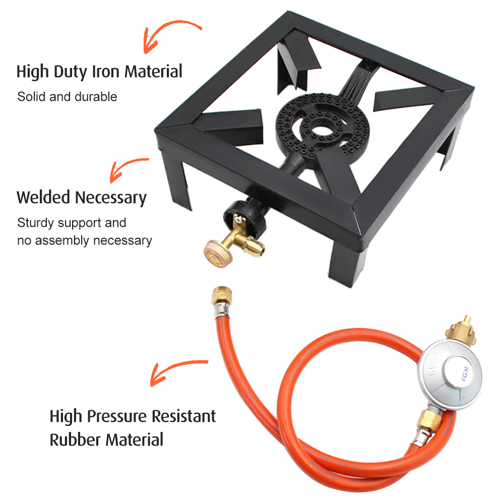 Maboto 8KW Propane Cooker Single Burner Stove Gas Outdoor Cooking Camping Stand BBQ Grill with High Pressure Propane Regulator Hose - image 5 of 7