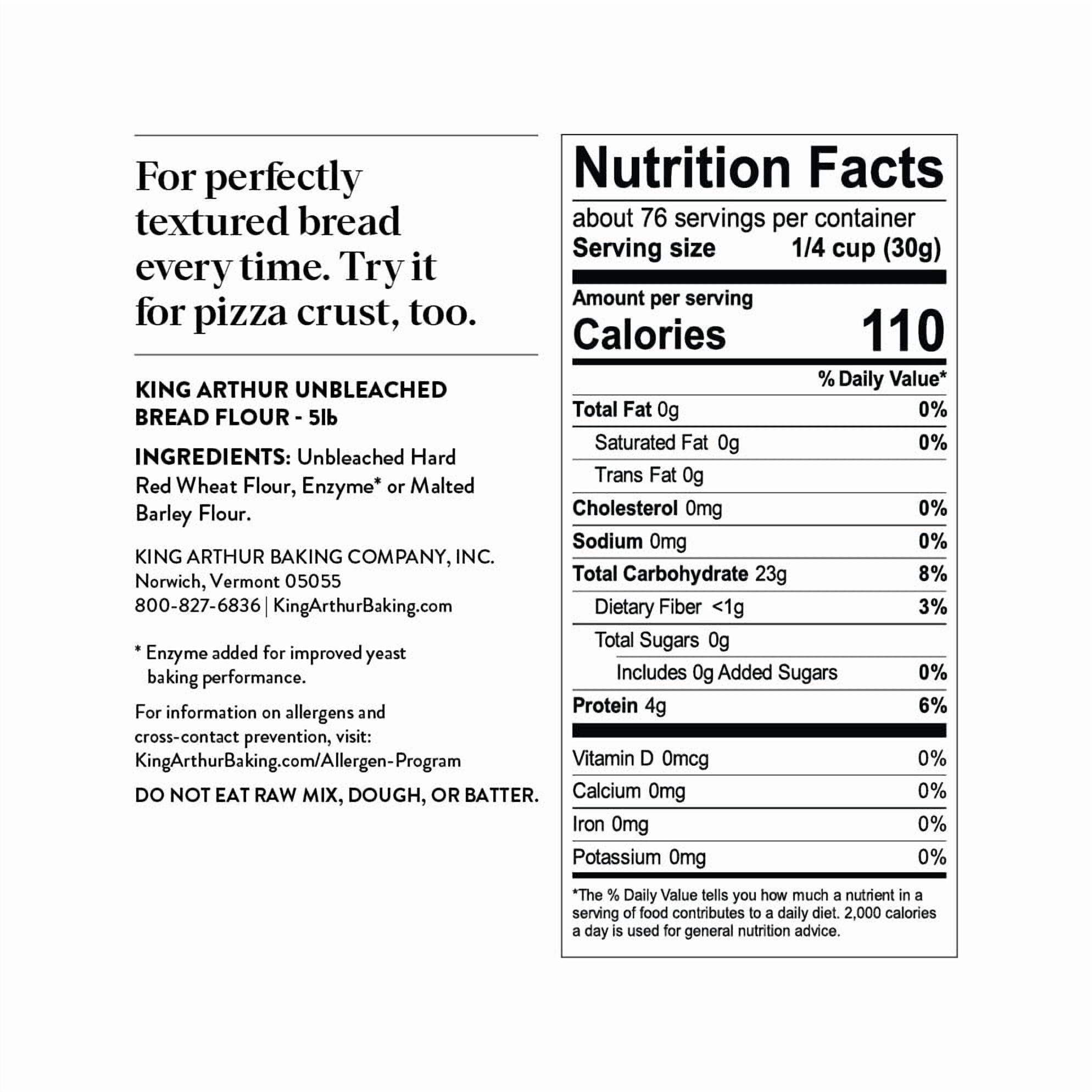 King Arthur Baking Company USDA Organic, Non-GMO Project Verified Unbleached Bread Flour, 5 lb Bag