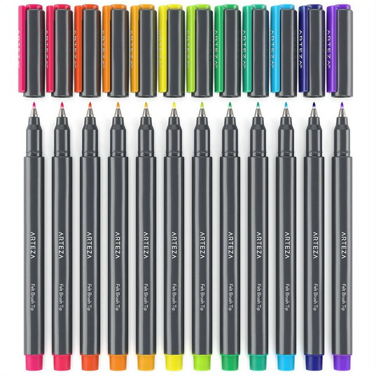 Felt Brush Pens, Vibrant Colors - Set of 12