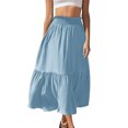 thumbnail image 3 of Women Skirt Fashion Women‘s Solid Color Casual Elasticity High Waist Tiered Skirts Skirt for Women Light Blue S, 3 of 9