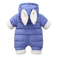 thumbnail image 2 of Newborn Baby Winter Warm Bodysuits Outfits Cute Rabbit Ear Hooded Zipper Romper Jumpsuits 0-12M, 2 of 3