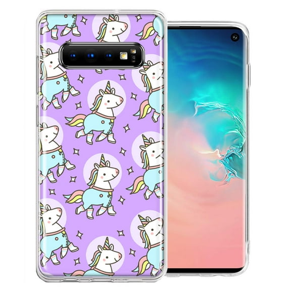 MUNDAZE For Samsung Galaxy S10 Plus Cute Unicorns Purple Design Double Layer Phone Case Cover