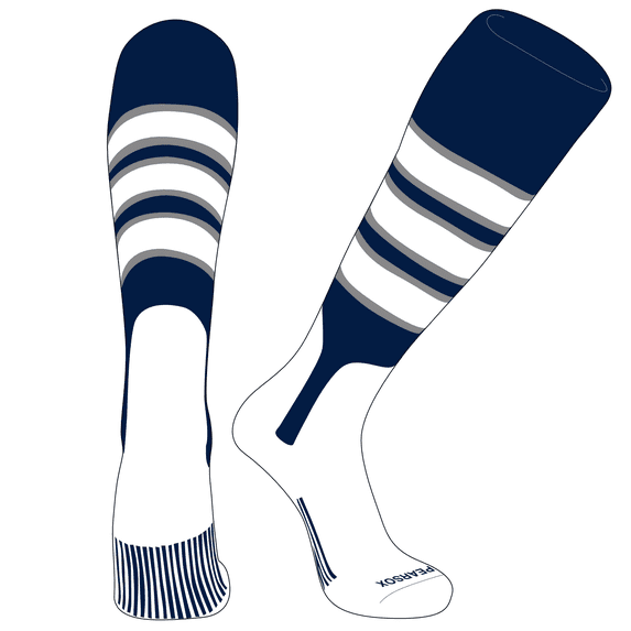 PEAR SOX OTC Baseball Softball Stirrup Socks (C, 7in) Navy, Silver, White