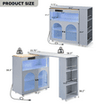 thumbnail image 2 of Harper & Bright Designs Rolling Kitchen Island With Extended Table, Kitchen Island on Wheels with LED Lights, Power Outlets and 2 Fluted Glass Doors, Kitchen Island with Storage Shelves, Grey-Blue, 2 of 20